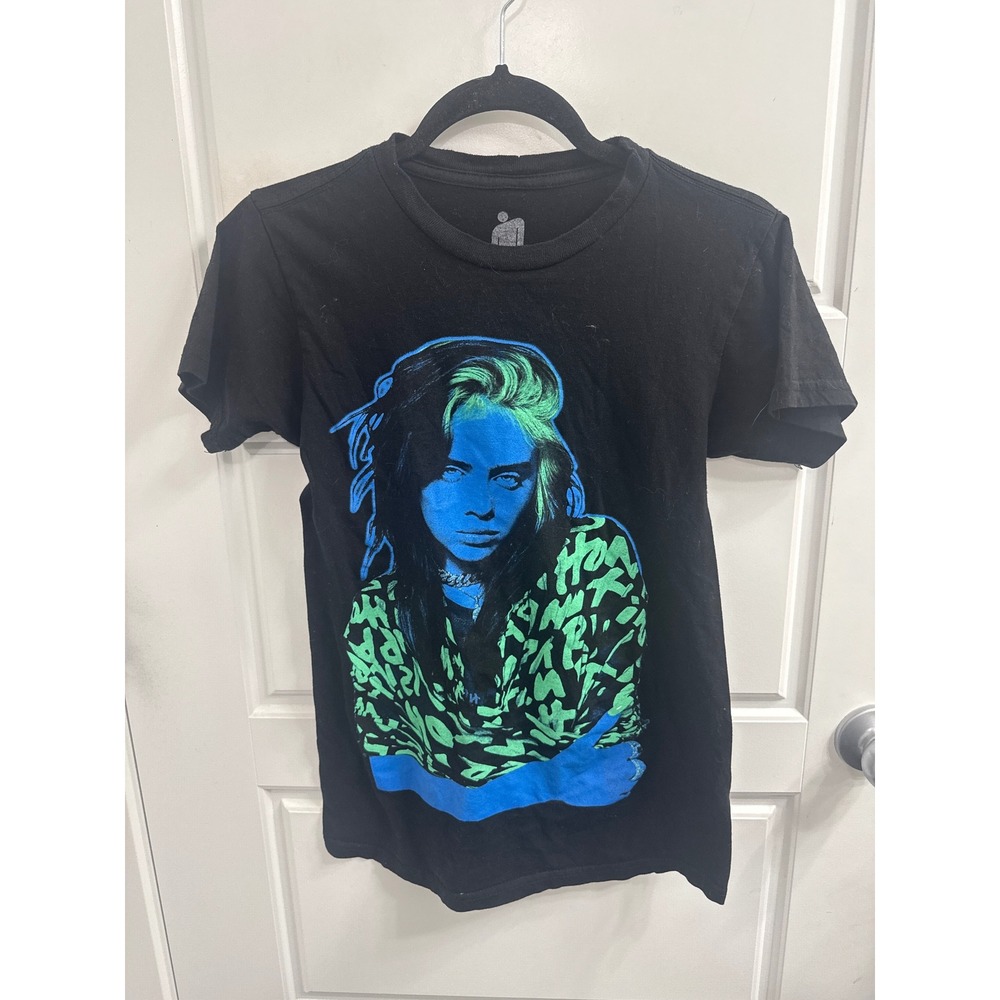 Billie Eilish Graphic T-Shirt Black Blue Neon Green Official Merch Small 2021